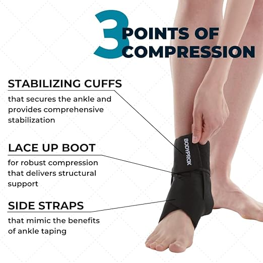 Bodyprox Ankle Brace for Women and Men, Lace Up Ankle Support Brace Stabilizer for Sprained Ankle (Large)