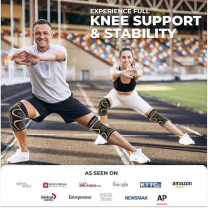 Modvel Knee Braces for Women & Men – 2 Pack Knee Support Set, Knee Compression Sleeve, Support for Meniscus Tear, ACL & Arthritis Relief,Copper M