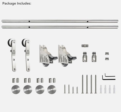 DIYHD 6.6FT Stainless Steel Sliding Library Ladder Hardware Kit, Bottom Wheel with Brake,300 lbs Capacity, Satin Finish (No Ladder)