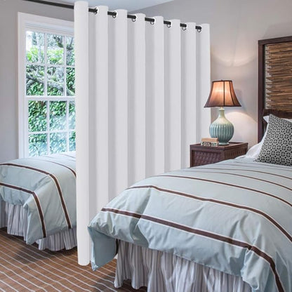 H.VERSAILTEX Patio White Curtains for Sliding Door Extral Wide Curtain Panels Thermal Insulated Room Divider - Grommet Top, 9' Tall by 8.5' Wide, W100 x L108, Pure White