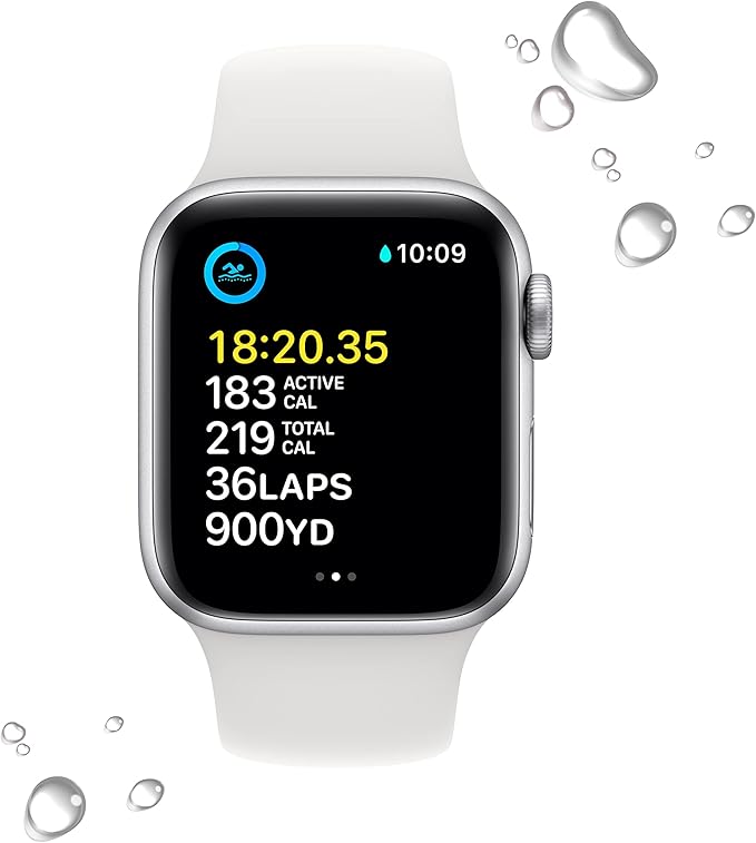 Apple Watch SE (2nd Gen) (GPS, 40mm) - Silver Aluminum Case with White Sport Band, S/M (Renewed)