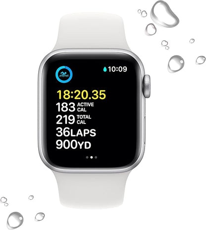 Apple Watch SE (2nd Gen) (GPS, 40mm) - Silver Aluminum Case with White Sport Band, S/M (Renewed)