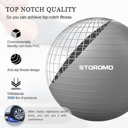Anti-Burst Pregnancy Exercise Ball – High Weight Capacity Stability Ball for Yoga, Pilates & Labor Support, Eco-Friendly PVC Fitness Ball for Moms, Includes Pump (45cm-95cm)