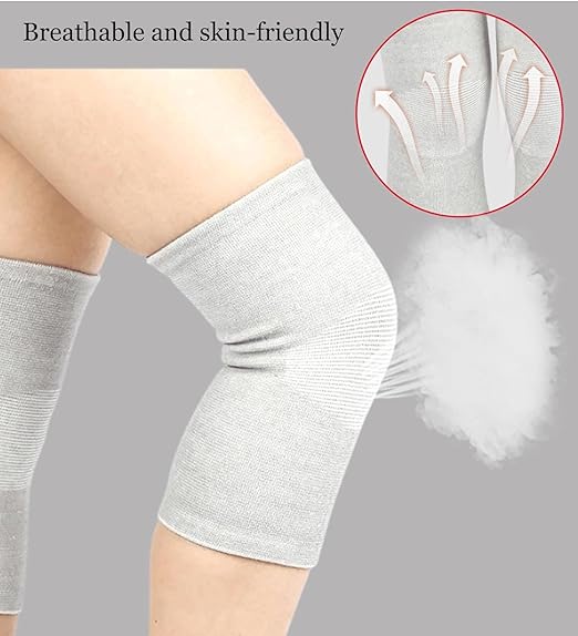 Bamboo Compression Knee Sleeve - Knee Sleeves for Women Men Knee Pain - Elastic Warm Knee Brace (Gray, X-Large)