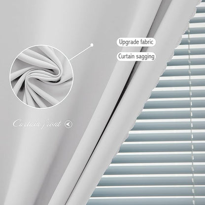 Blackout Curtains for Bedroom Sticky Curtain Blackout Window Cover Self Adhesive Curtains Rod No Drillng, 59" W X 84" L, Light Grey, 1 Panel