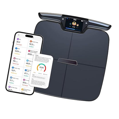 Smart Scale for Body Weight Multi-User Mobile App 8 Electrode Dual Frequency High Precision for Athletes Fitness Enthusiasts with BMI Body Fat Muscle Mass 56 Body Composition Indicators (Black)