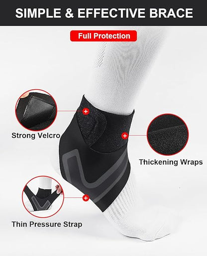 SUJAYU 2 Pack Ankle Brace & Elastic Supports for Men & Women, Ankle Support Ankle Compression Sleeve, Ankle Wrap Ankle Sleeve Ankle Brace for Sprained Ankle (White, Small)