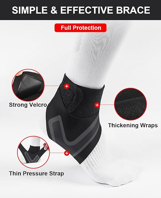 SUJAYU 2 Pack Ankle Brace & Elastic Supports for Men & Women, Ankle Support Ankle Compression Sleeve, Ankle Wrap Ankle Sleeve Ankle Brace for Sprained Ankle (Black, Large)