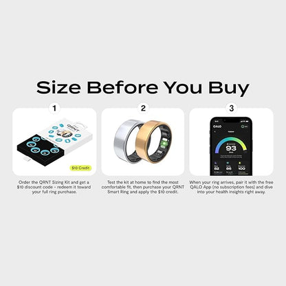 QALO QRNT Slim Smart Ring – Snug Fit – Size Up – Water-Resistant Titanium Fitness Tracker, Tracking for Sleep, Steps, HRV, Women’s Health, No Subscription Fee, iOS & Android Compatible (Gold, 06)
