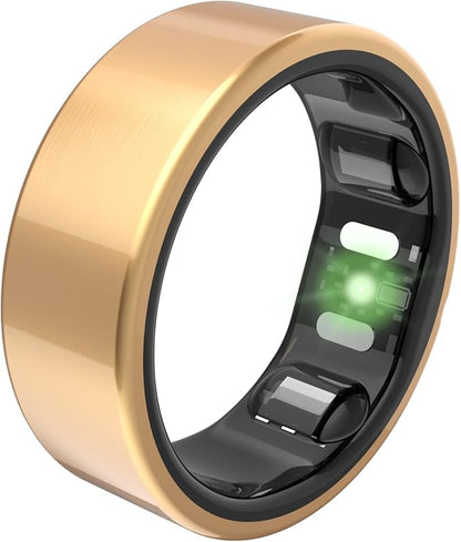 QALO QRNT Slim Smart Ring – Snug Fit – Size Up – Water-Resistant Titanium Fitness Tracker, Tracking for Sleep, Steps, HRV, Women’s Health, No Subscription Fee, iOS & Android Compatible (Gold, 12)
