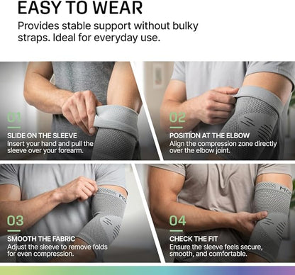 Modvel 2 Pack Elbow Brace for Tendonitis and Tennis Elbow Brace for Women and Men, Elbow Compression Sleeve for Pain Relief and Recovery – Elbow Sleeves Weightlifting Men, Sports & Workout, Arm Brace