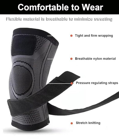 2 Pack Knee Wraps for Pain Relief, Knee Wrap Knee Compression Sleeve Knee Sleeves for Men Women Compression Knee Brace, Knee Band for Knee Pain Relief, Knee Brace for Arthritis Pain and Support (Orange, Medium)