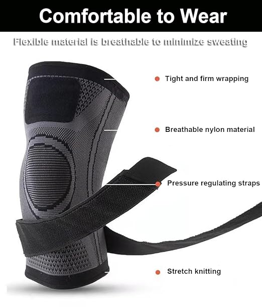 2 Pack Knee Wraps for Pain Relief, Knee Wrap Knee Compression Sleeve Knee Sleeves for Men Women Compression Knee Brace, Knee Band for Knee Pain Relief, Knee Brace for Arthritis Pain and Support (Black, Medium)