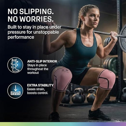 Modvel 7mm Neoprene Knee Sleeves for Men & Women Weightlifting & Powerlifting – Compression Knee Sleeve Support for Squats, Gym, Training – USPA, IPL Approved – Medium Peach (Pair)