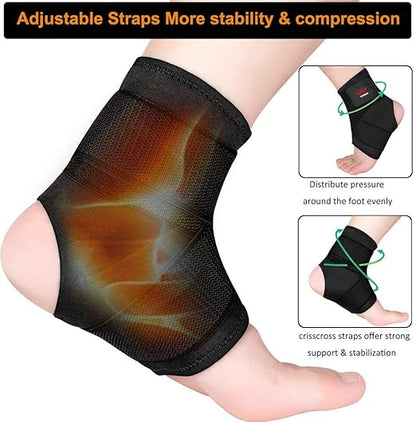 Vinaco 2 Pack Breathable & Strong Ankle Brace for Sprained Ankle, Stabilize Ligaments, Prevent Re-Injury Compression Foot Brace for Men & Women with Adjustable Wrap, Ankle Support for Men