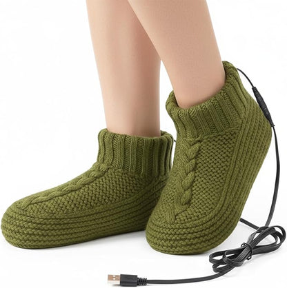 Thermal Heated Socks for Men Women USB Electric Heating Socks Winter Warm Cold Weather Socks for Foot Warmer Home Office House Christmas Sock Insulated Knitted Slipper Socks Heated Pad