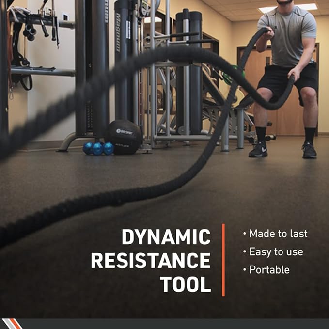 Body Sport Training Rope – Thick Battle Rope for Home or Gym Use, Long Durable Workout Rope – Made with Super-Strong Poly-Twine – Stands Up to Repeated Use Indoors & Outdoors