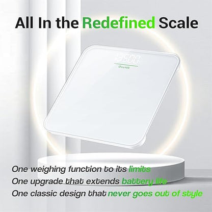 Ovutek Bathroom Scale for Body Weight, Highly Accurate Digital Weighing Machine for People, Upgraded Batteries Included, Compact Size, LED Display, Physician Scale with Sturdy Tempered Glass, 400lb
