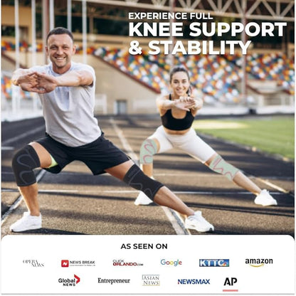 Modvel Knee Braces for Women & Men – 2 Pack Compression Sleeve Set, Knee Support Brace for Meniscus Tear, ACL & Arthritis Relief, Cream/Pink Medium
