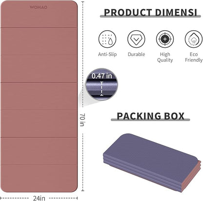 7-Fold Yoga Mat 70"x24" - 1/2 Inch Thick Folding Exercise Mat, Compact Non-Slip TPE Mat for Travel, Storage, Yoga & Home Gym, Lightweight & Portable