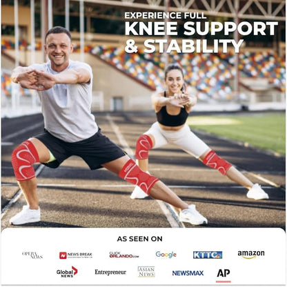 Modvel Knee Braces for Women & Men – 2 Pack Knee Support Set, Knee Brace Compression Sleeve, Support for Meniscus Tear, ACL & Arthritis Relief, Orange XXL