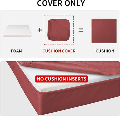 Easy-Going Waterproof Patio Cushion Covers ONLY Cover 24x24x4 inch 4 Pack Replacement Non-Slip Outdoor Seat Cushion Slipcover with Zipper. Wine