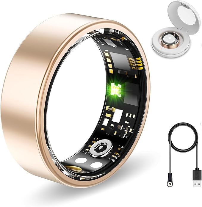 Smart Ring Health Tracker, Sleep&Exercise Monitor Heart Rate,Blood Oxygen,Fitness Trackers for Man&Women -Long Lasting Batteries,Waterproof Sleep Tracking Wearable (Rose Gold, 12)