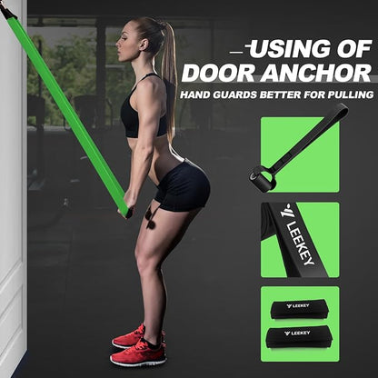 LEEKEY Resistance Bands, Exercise Bands with Bag, 5-85LB Home Strength Bands for Working Out, Travel, Gym Room, Physical Therapy - USA Original Patent