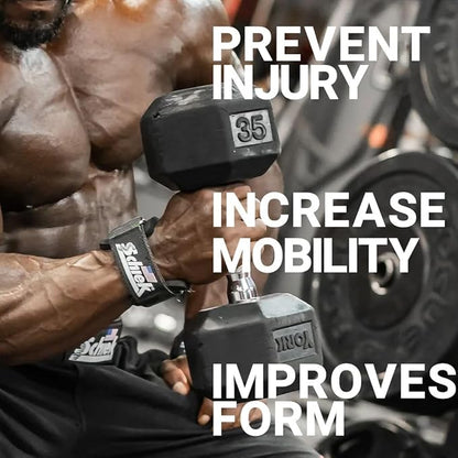 Schiek Sports Model 1907 Platinum Edition Ultimate Grips - 3 in 1 Weight Lifting Straps Wrist Wraps and Grip Pads - Secure Non Slip Control and Comfort for Strength Training
