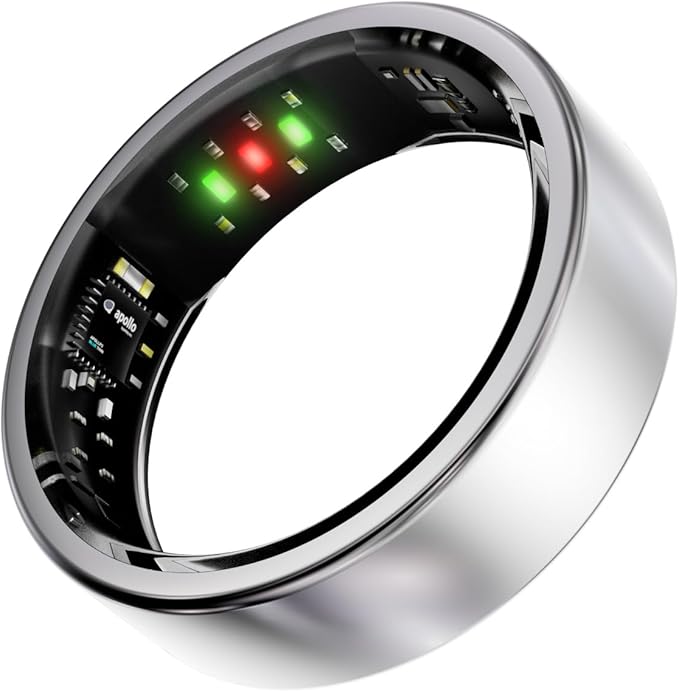 Titanium Smart Ring, Sleep & Activity Tracking Ring with Heart Rate, HRV, Stress Insights, 7-Day Battery Life, No Subscription, IP68 Waterproof, iOS & Android Compatible (Silver, 10)
