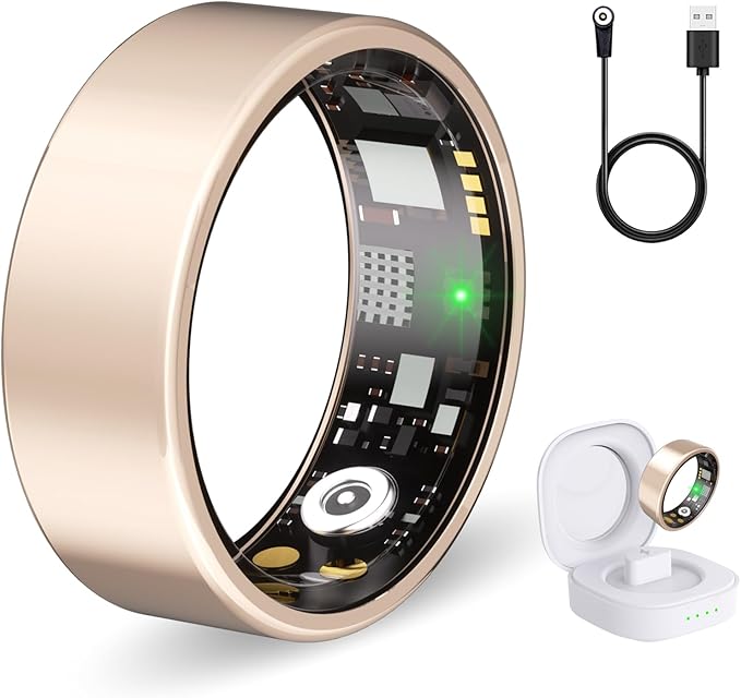 Smart Ring Health Tracker for Women & Men, Fitness Ring with Heart Rate Blood Oxygen, Sleep monitor, Step Tracker, IP68 Waterproof Compatible with iOS & Android, No Subscription Fee (Rose Gold, 10)