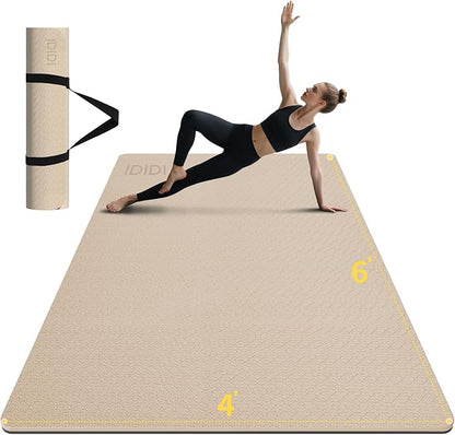 Large Yoga Mat (6'x 4') - Extra Long and Wide Workout Mat for Men and Women, Non-Slip POE 0.32''/0.4'' Thick Fitness Mat, Eco-Friendly Exercise Mat for Home Workouts, Ideal for Yoga and Pilates