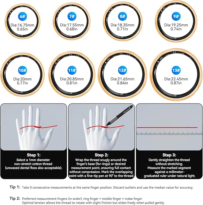 Smart Fitness and Activity Ring for Men and Women - Track Heart Rate Stress Sleep Steps and Blood Oxygen, 10ATM Waterproof Fitness Tracker for iPhone and Android, No Subscription Fee, Size 8