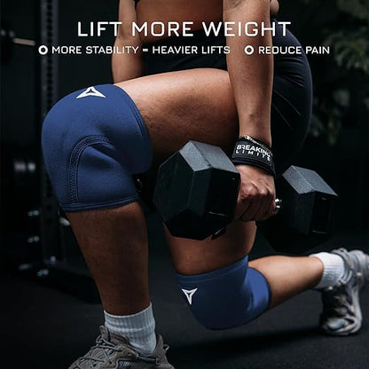 Breaking Limits Navy Blue Lifting Knee Sleeves Men (Pair) - 7MM Sleeves Weightlifting Men & Women - Powerlifting Knee Sleeves for Squats - Squat Knee Brace for Lifting - Rodilleras para Gym Hombre y Mujer (XS)