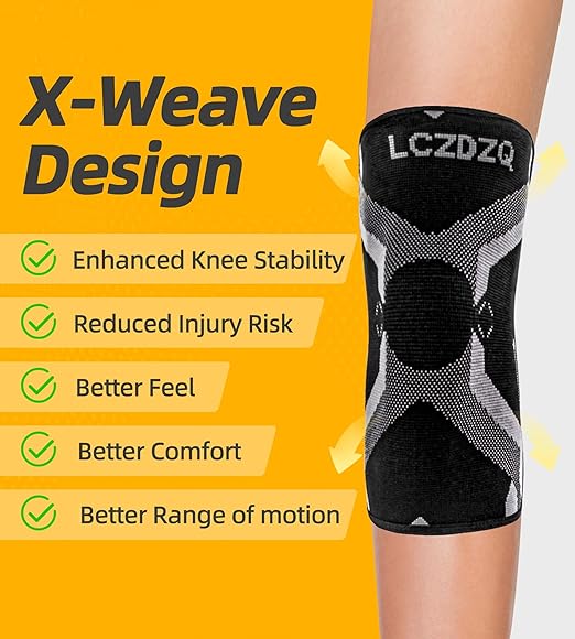 Knee Braces 2-Pack - Compression Sleeves for Men & Women, Knee Pain Relief for Arthritis, Meniscus Tear, Running, Gym, Basketball - Black M(Check Sizing)