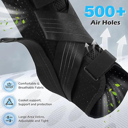 Ankle Brace for Sprained Ankle, Ankle Brace for Women Men Adjustable & Air Fabric Cool With 2 Removable Side Splints, Ankle Stabilizer for Basketball, Volleyball, Sports, Injury Recovery (Medium)