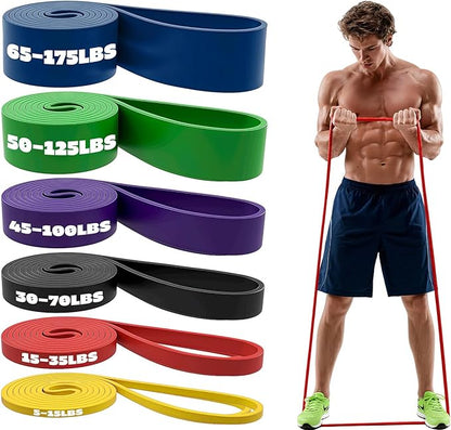 Resistance Bands Set with Door Anchor, Multi-Levels Pull Up Assistance Bands, Exercise Bands for Working Out, Stretching, Muscle Training, Physical Therapy (Men/Women)