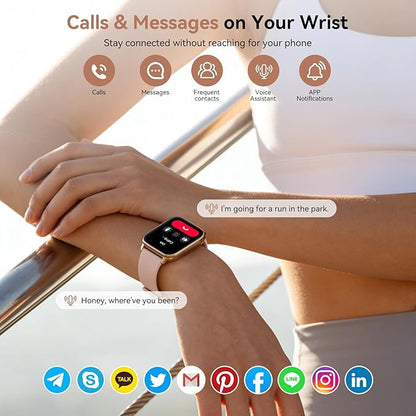 Smart Watches for Men Women, 1.85" HD Touch Screen Fitness Tracker with Bluetooth Calling & Alexa, IP68 Waterproof, 120 Sports Modes, Heart Rate Sleep Monitor, 7 Days Battery for iOS Android (Pink)