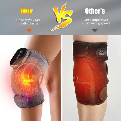 MOAJAZA Heated Knee Massager Shoulder Heating Pads Elbow Brace 3 in 1 with Vibration, Cordless Rechargeable Heating Knee Warmers Wrap for Shoulder Elbow Knee Stress Relief