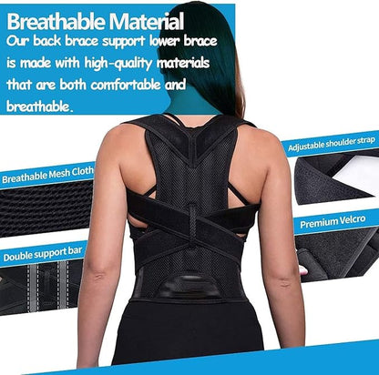 Posture Corrector for Women and Men, Adjustable Back Straightener Posture Corrector,Upper Lower Back Brace Support Belt for Men Women Body Neck Shoulder Trainer (S, Black)