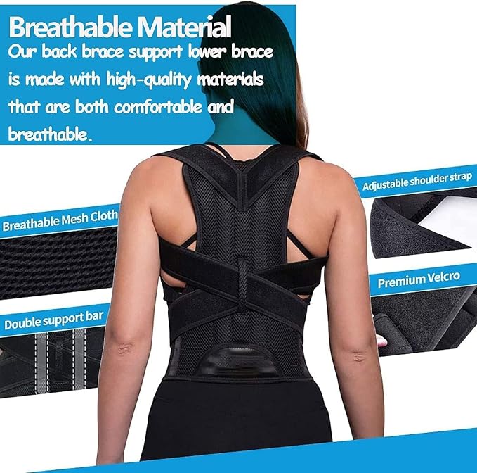 Posture Corrector for Women and Men, Adjustable Back Straightener Posture Corrector,Upper Lower Back Brace Support Belt for Men Women Body Neck Shoulder Trainer (L, Grey)