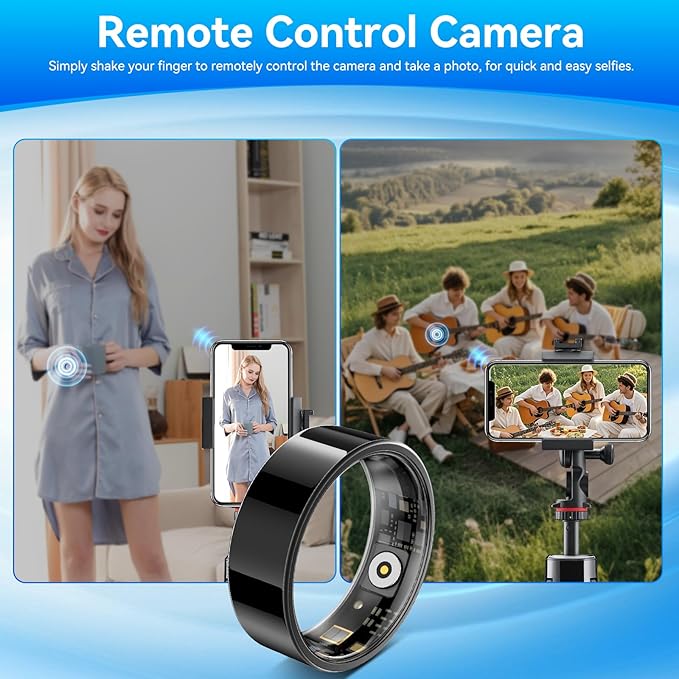 Smart Fitness and Activity Ring for Men and Women - Track Heart Rate Stress Sleep Steps and Blood Oxygen, 10ATM Waterproof Fitness Tracker for iPhone and Android, No Subscription Fee, Size 10
