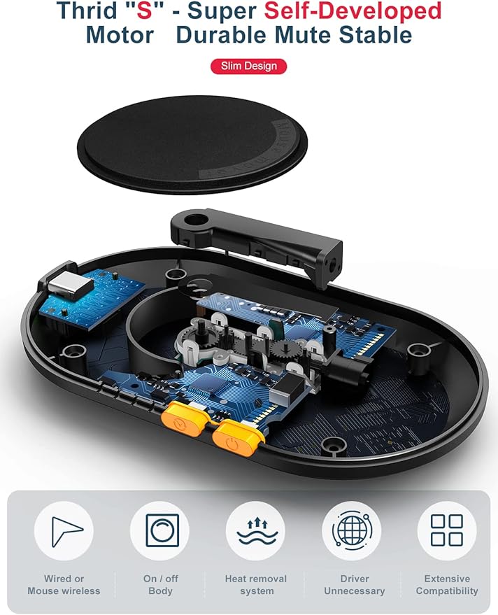 Undetectable Mechanical Mouse Jiggler, Ultra-Slim Mouse Mover, with Random Interval Timer, Driver-Free Mouse Wiggler Shaker Silently（Dark Blue）