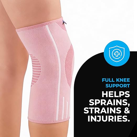 VITTO Kids Knee Brace - Osgood Schlatter Knee Brace Youth, Compression Sleeve for Boys and Girls from 4-14 years old (Pink, S)