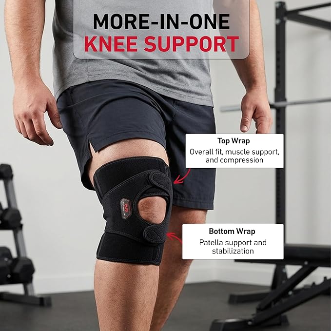 McDavid VOW Plus Size Knee Brace with Stays – Adjustable Over-Wrap Knee Support for Large Legs, Spring Steel Stays for Lateral Stability, Compression Knee Wrap for Men & Women Black