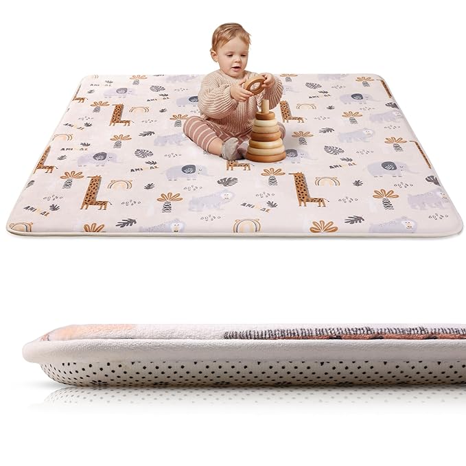 Baby Play Mat for Floor,1.2" Thick 47x47 Play Mat for Playpen,Safe Tummy Time Mats for Babies and Infants Toddlers,Cushioning Foam Mats for Kids Crawling,Non-Slip Baby Playmat,Tatami,Nursery Rug