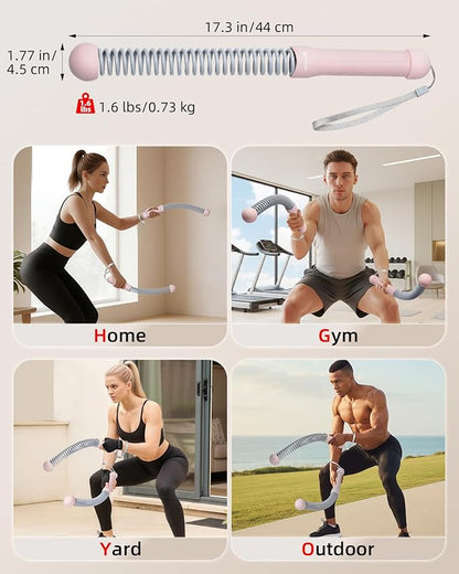 Abahub Weighted Ropeless Battle Rope, Portable Silent Home Workout Equipment, Space Saving Home Gym with Workout Gloves, HIIT and Low-Impact Aerobic Training for Men & Women, 2PCS Pink