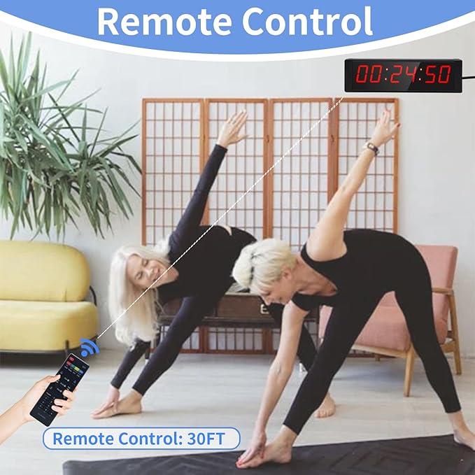 Large Stopwatch with Start/Stop Button, LED Digital Timer with Remote, Countdown Clock with Buzzer, Gym Clock for Home Gym, Interval Timer for Workout