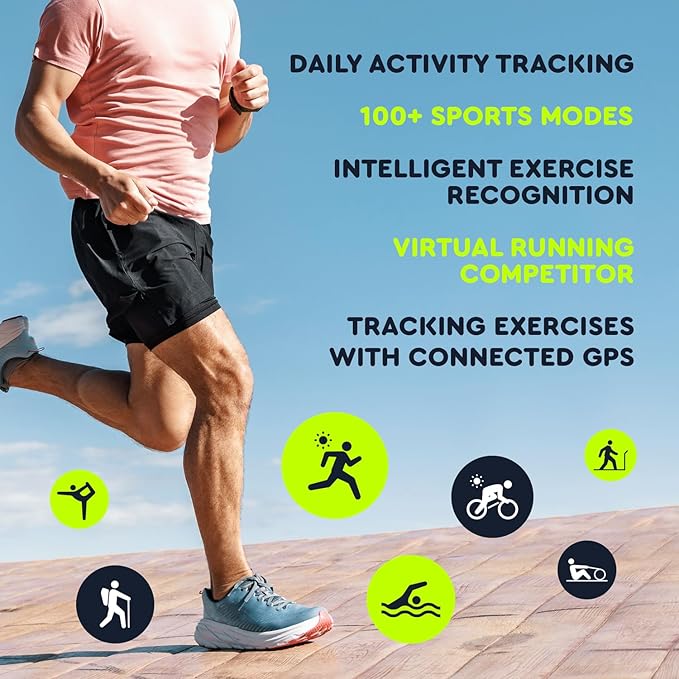 OCTANDRA Spark VeryFit 2.01" Bluetooth Answer Call Alexa Smart Watch Body Energy Heart Rate HRV Oxygen Saturation Sleep Monitor Step Tracker IP68 Fitness Watches for Men Women (IDW17) (Green)