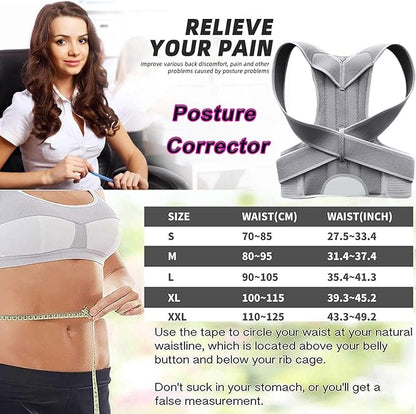 Posture Corrector for Women and Men, Adjustable Back Straightener Posture Corrector,Upper Lower Back Brace Support Belt for Men Women Body Neck Shoulder Trainer (XL, Grey)